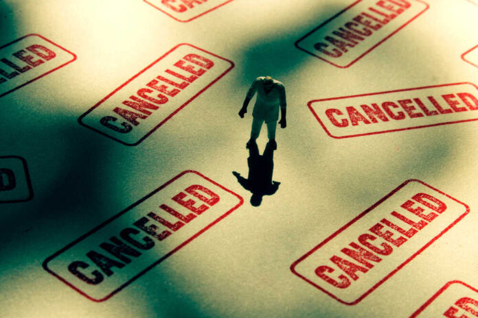 Shadow,Man,On,Cancelled,Stamp,Background.,Grungy,,Moody,Image,With