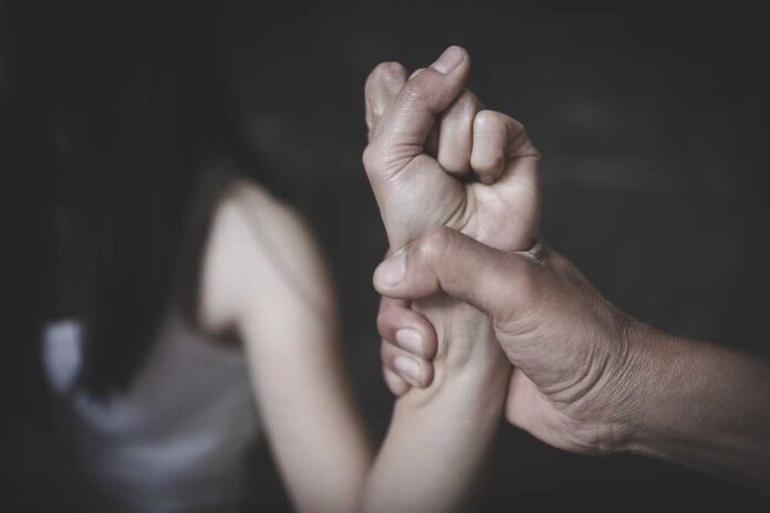 Woman,Victim,Of,Domestic,Violence,And,Abuse.,Husband,Intimidates,His