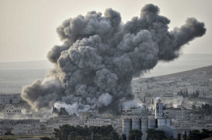 An,Explosion,After,An,Apparent,Us-led,Coalition,Airstrike,On,Kobane,
