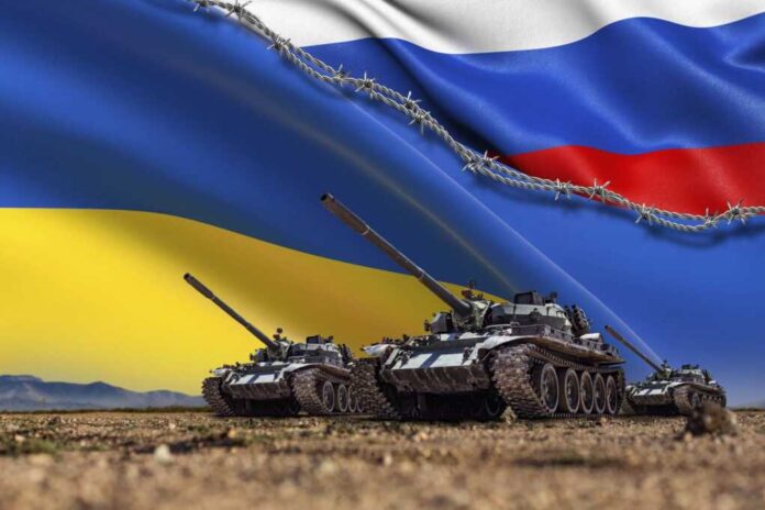 A,Group,Of,Tanks,Lined,Up,In,Front,Of,Russian