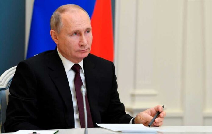 Meeting,Of,Russian,President,Vladimir,Putin.,Russian,Flag,In,The